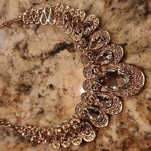 Gold Tone And Clear Crystals Necklace & Earring Set